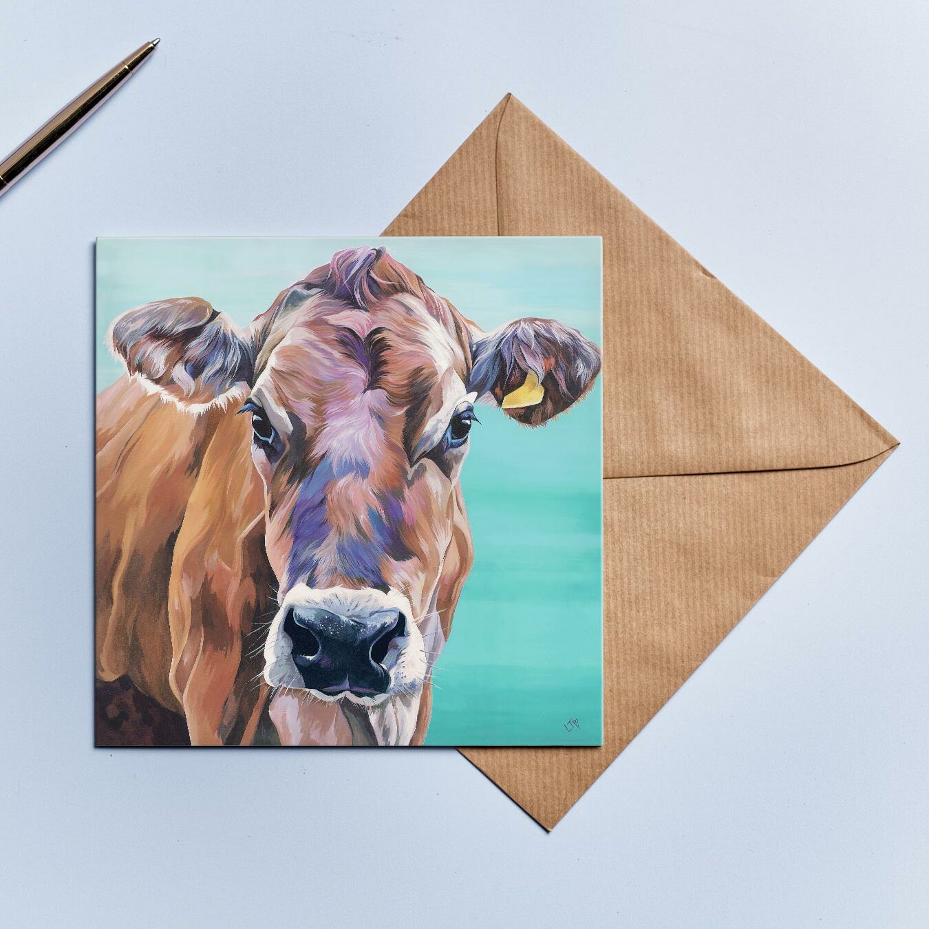 Jersey Cow Art Card