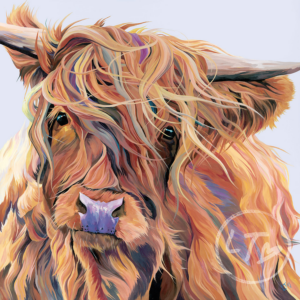 Scarlett Highland Cow Art Print