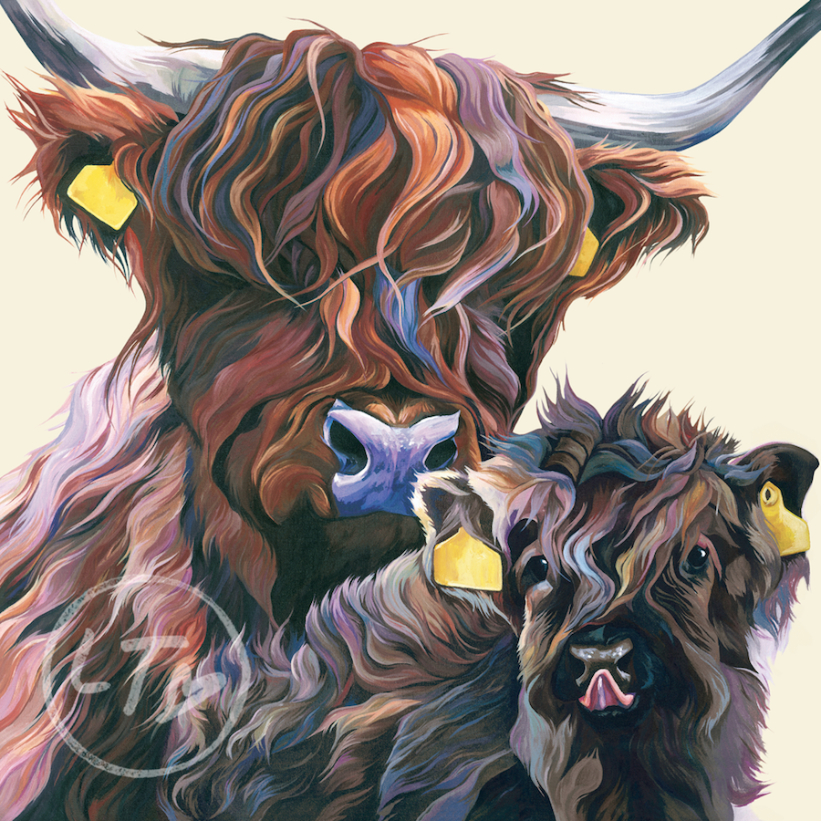 Wee One, Highland Cow and Calf by Lauren's Cows