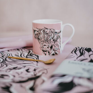 Ally Highland Cow Mug and Tea towel gift set
