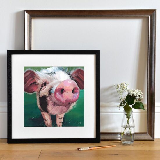 Pig Art Print in Black Frame