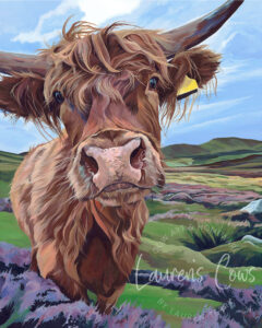 Isla, Highland Cow in Heather by Lauren Terry